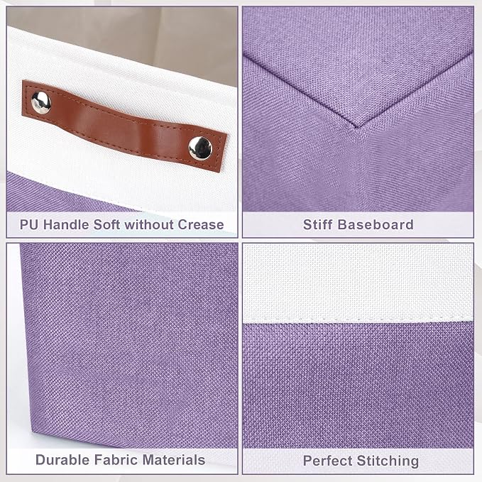 Bagnizer 13x13 Cube Storage Bins, Collapsible Fabric Storage Box, 4 Pack Closet - Image 5