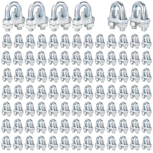 200PCS M6 Galvanized Zinc-Plated Wire Rope Cable Clamp Clips, 1/4" Wire Cable by High-PQ