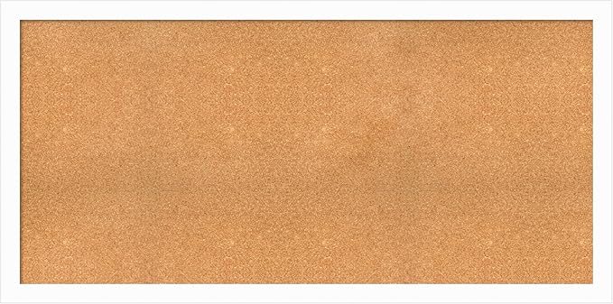 Amanti Art Natural Cork Board for Wall, 31x63 Vision Board with White Frame, Oversize Corkboard Office Decor for Home Organization, Casual Corkboard Pinboard to Display Items for Home Organization in-DeskLoop Office