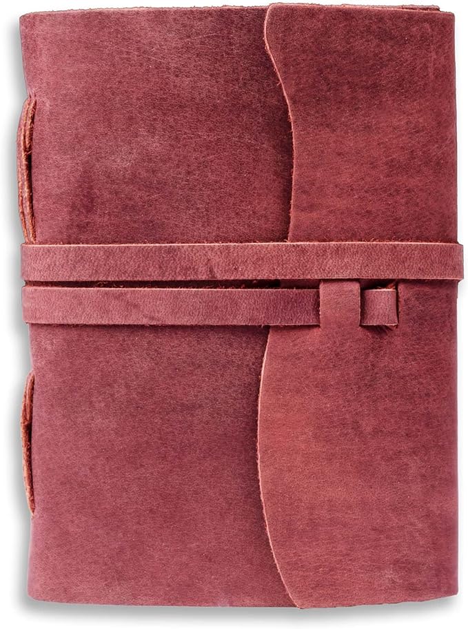 LEATHER VILLAGE Leather Bound Journal - Fuchsia, 11.5"X8.50", 220 Pages - Vintage Blank Paper Diary for Writing, Drawing, Sketchbook, and Travel Notebook - Ideal for Women and Men-DeskLoop Office