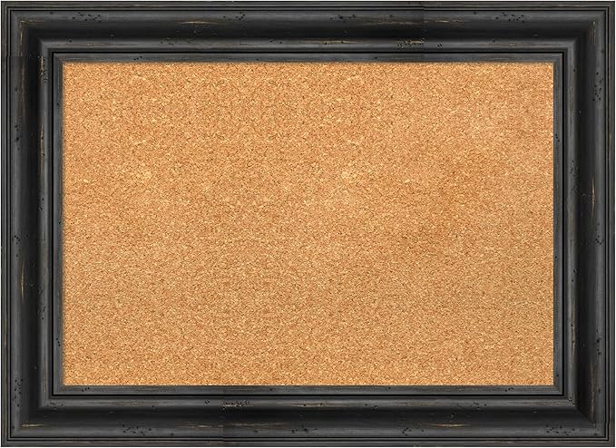 Amanti Art Natural Cork Board for Wall, 21x29 Vision Board with Black Wood Frame, Medium Corkboard Office Decor for Home Organization, Country Rustic Corkboard Pinboard to Display Items for Home-DeskLoop Office