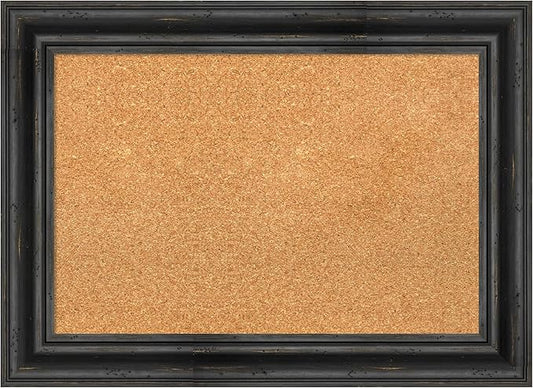 Amanti Art Natural Cork Board for Wall, 21x29 Vision Board with Black Wood Frame, Medium Corkboard Office Decor for Home Organization, Country Rustic Corkboard Pinboard to Display Items for Home-DeskLoop Office