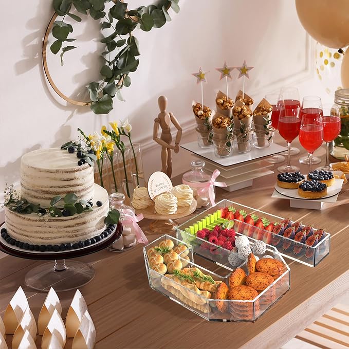 13.8" Acrylic Number Charcuterie Tray, Fillable Number Charcuterie Box - Image 6