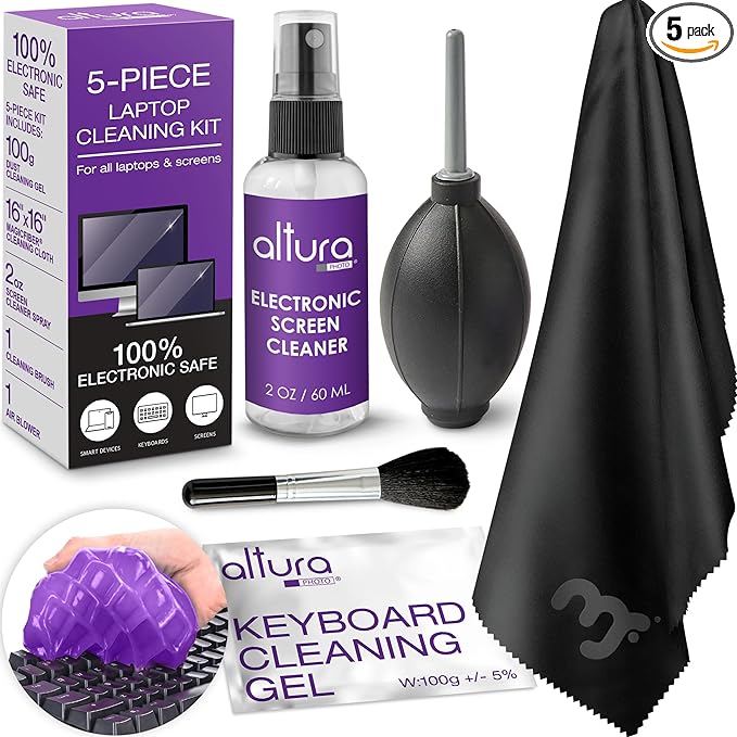 Laptop Computer Keyboard Cleaner - Screen Cleaning Kit All-in-One with Gel & Spray Solution for MacBook and Other Computers-DeskLoop Office