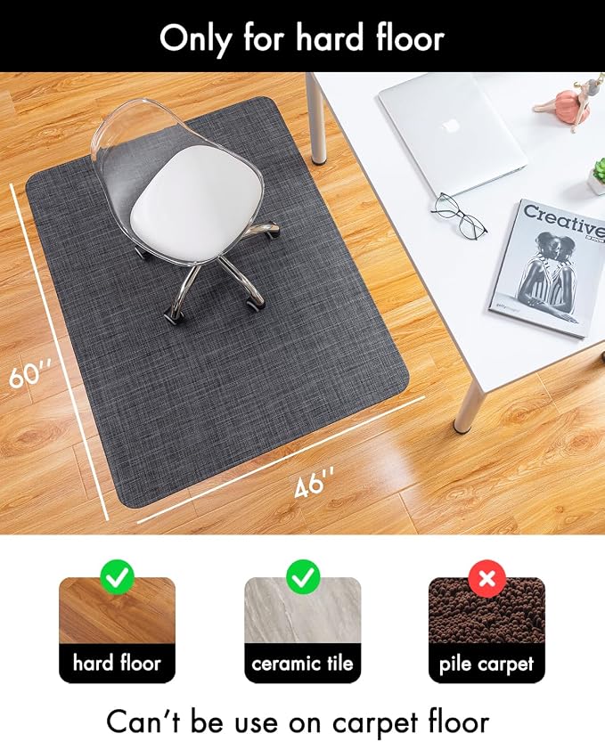BARoyal Office Chair Mat for Hardwood Floor Under Desk Computer Rolling Chair - Image 3