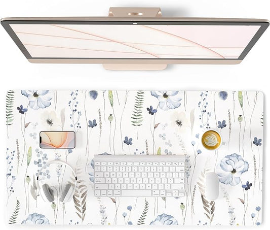 QIYI Large Mouse Pad for Desk, Floral Desk Mat for Desktop, Women Girls Office by QIYI