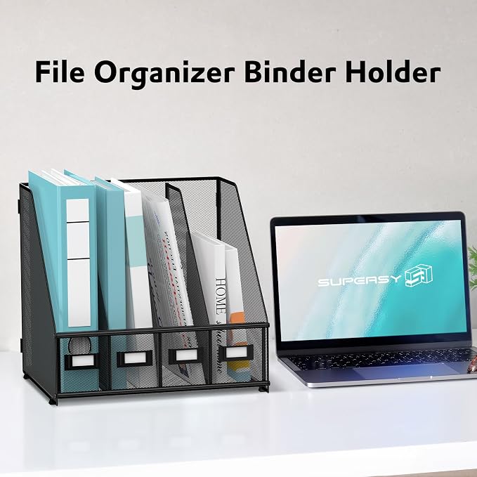 SUPEASY Magazine File Holder, Binder Holder Metal Desk Organizer - Image 2