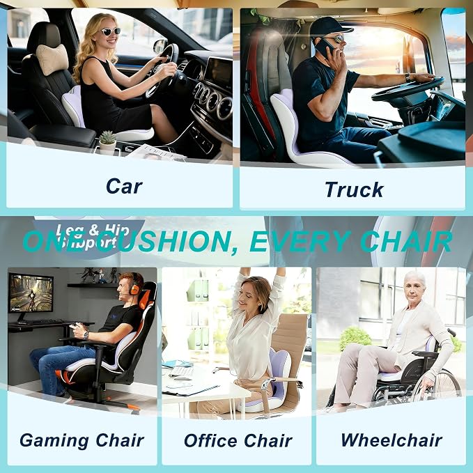 Seat Cushion for Office Chair and Car, Lumbar Support Pillow for Office Chair - Image 8