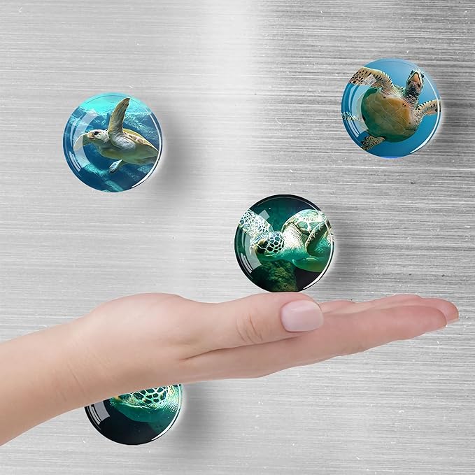 12Pcs Glass Refrigerator Magnet Fridge Sticker,Turtle Fridge Magnets Decoration for Crafts,Strong Fridge Magnets for Kitchen, School,Office Whiteboard, Cabinet and Dishwasher-DeskLoop Office