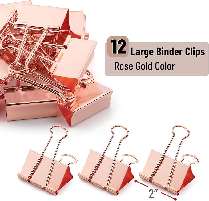 Mr. Pen- Metal Binder Clips, 2 Inches, Extra Large Size | Rose Gold Binder - Image 2