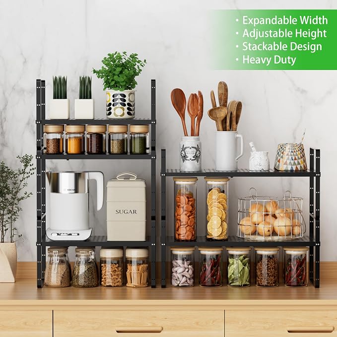 SOFRON Expandable Cabinet Storage Shelf Stackable Organizer Rack - Image 6