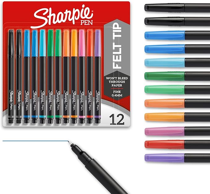 Sharpie Felt Tip Pens, Fine Point Pens, Felt Tip Markers by Unknown
