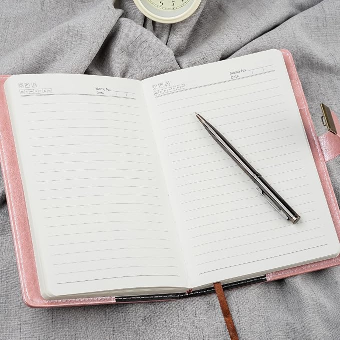 WEMATE Diary with Lock, A5 PU Leather Journal with Lock 240 Pages, Vintage - Image 6