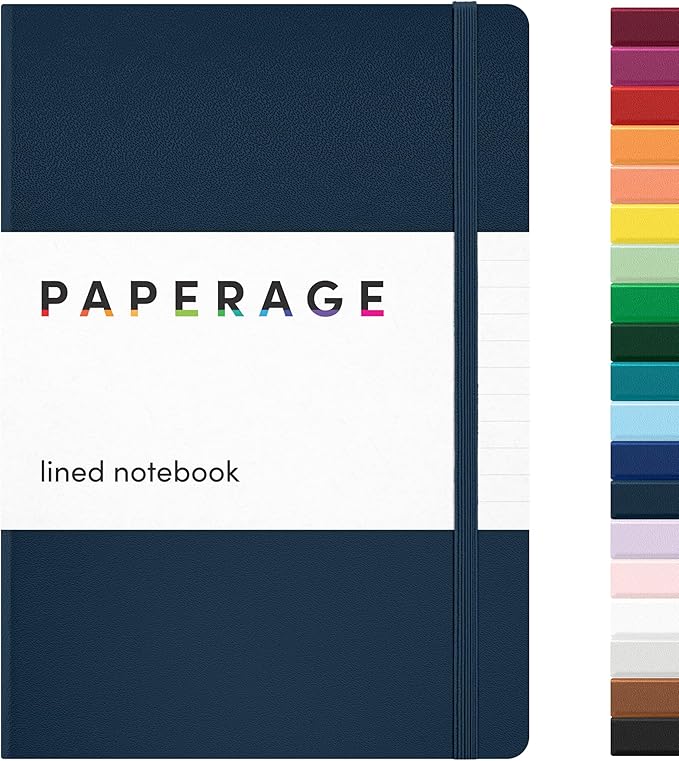 PAPERAGE Lined Journal Notebook, (Navy), 160 Pages, Medium 5.6 in x 8 in - 100 GSM Thick Paper – Hardcover Journaling Notebook for Work, School & Note Taking-DeskLoop Office