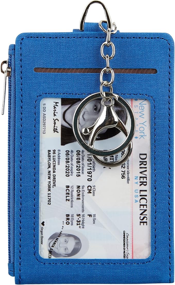 Women & Men Keychain Card Holder Case Zipper Slim Minimalist Front Pocket Wallet by Cynure