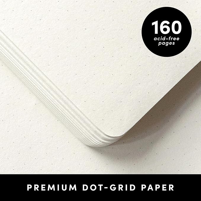PAPERAGE Dotted Journal Notebook, (Black), 160 Pages, Medium 5.6 in x 8 in - 100 GSM Thick Paper – Hardcover Journaling Notebook for Work, School & Bullet Journaling-DeskLoop Office