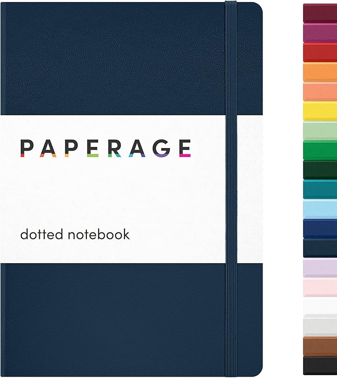 PAPERAGE Dotted Journal Notebook, (Navy), 160 Pages, Medium 5.6 in x 8 in - 100 GSM Thick Paper – Hardcover Journaling Notebook for Work, School & Bullet Journaling-DeskLoop Office