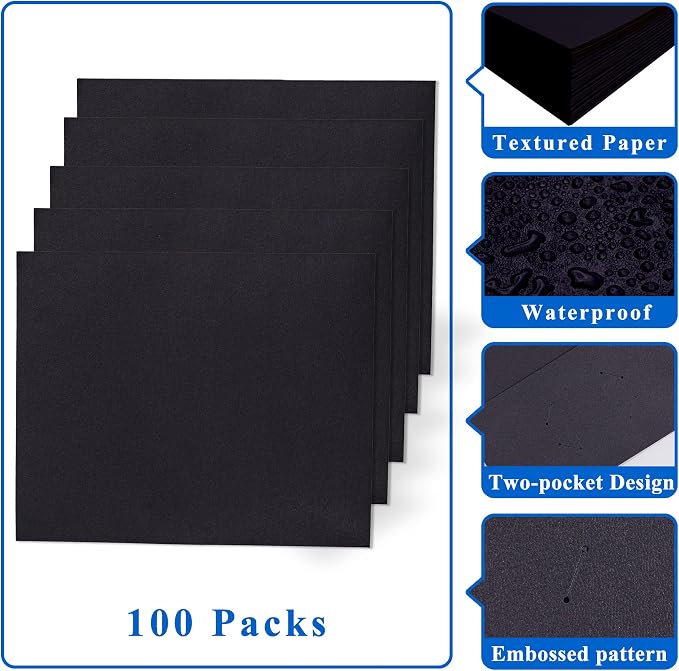 Zzrywuty 100 Packs Black Two Pocket File Folders - Image 5