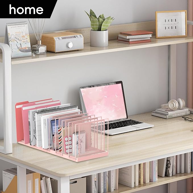 9-Section Desk File Organizer, Vertical File Holder, Mesh Desktop File Folder - Image 7