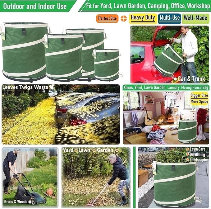 32-Gallon Collapsible Trash Can (19x25 in) Hard-Shell Bottom Yard Garden Bag for Pop-Up Recycling Bin,Yard Waste,Debris bag,Laundry Hamper,RV Camping Waste Bin,Lawn Grass,Leaf Bag,Sods,Weeds Barrel-DeskLoop Office