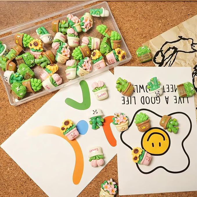 42 Pcs Plant Push Pins Cute Plant Push Pins Resin Thumb Tacks - Image 3