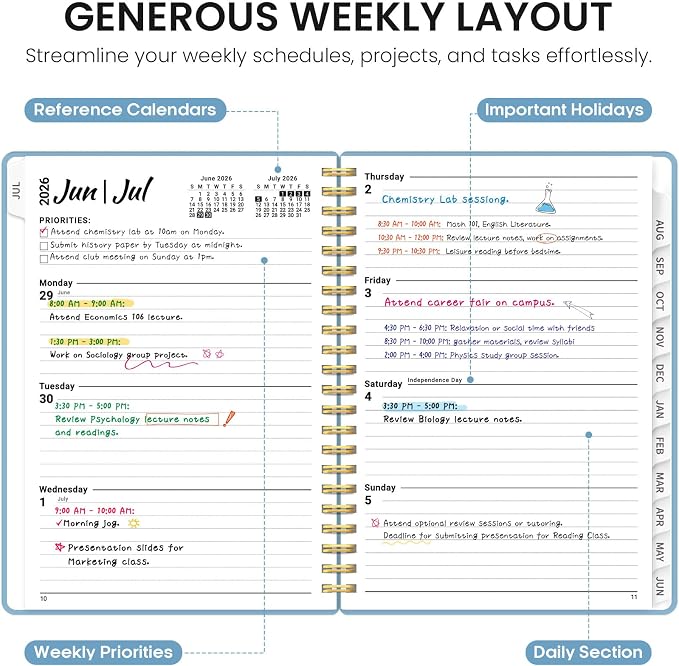 Planner 2026-2027, 6.3" x 8.5" Weekly and Monthly Academic Year Planner Calendar - Image 3