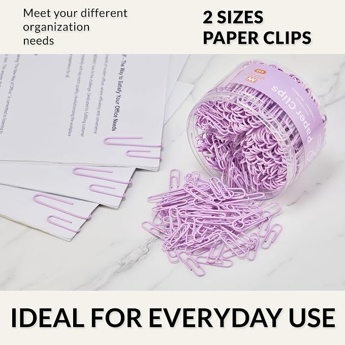 NEEWAY 450pcs Paper Clips Assorted Sizes, Small and Large Paper Clips, Coated - Image 6