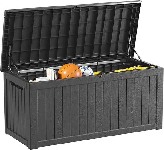 270 Gallon Outdoor Storage Box Waterproof Lockable Resin Deck Box Large, Patio Storage Bin for Pool Accessories Cushion Furniture, Garden Tools, UV-Resistant Outside Delivery Black-DeskLoop Office