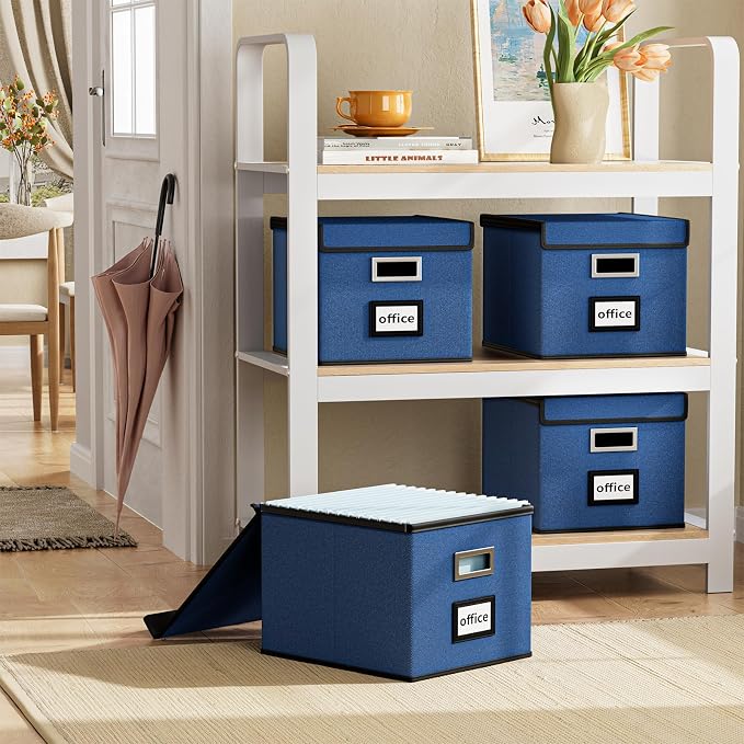 Decorative File Organizer Boxes Office Document Storage - Image 2
