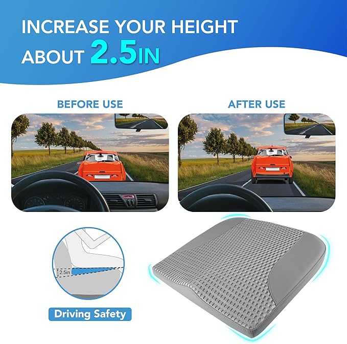 Car Seat Cushion, Comfortable Memory Foam Seat Pillow for Driving, Sciatica-Back Pain Relief, Cushion for Car-Truck, Office, Wheelchair - Dark Grey-DeskLoop Office