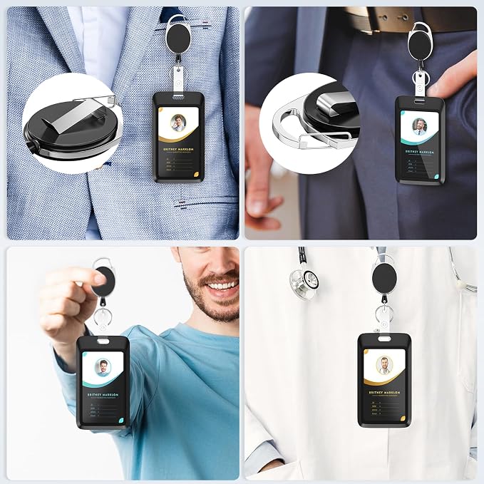 4 Pack Sliding Black ID Badge Holder - Image 7