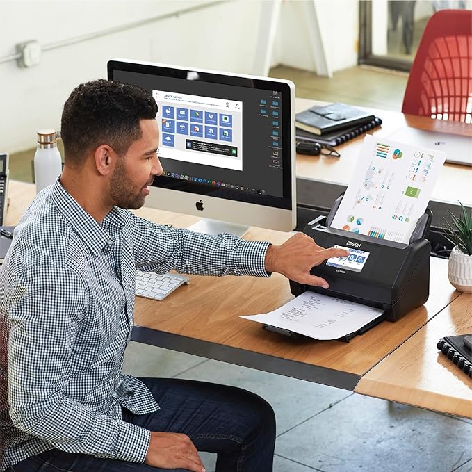 Epson Workforce ES-580W Wireless Color Duplex Desktop Document Scanner for PC and Mac with 100-sheet Auto Document Feeder (ADF) and Intuitive 4.3" Touchscreen-DeskLoop Office