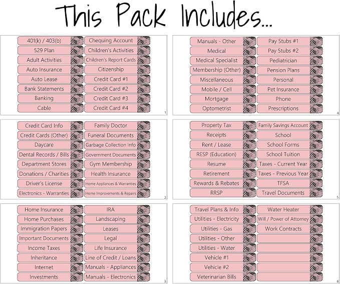 Lovable Labels Pink Modern File Labels, 96 Pre-Printed & Blank File Folder - Image 4
