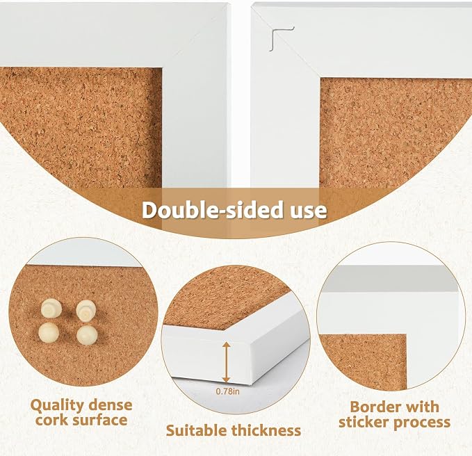 2-Pack Double-Sided Small Wood Framed Cork Board, Picture Display Vision Board - Image 2
