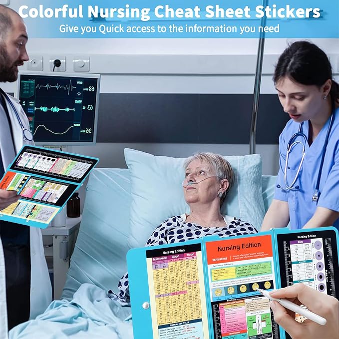 Nursing Clipboard Foldable Clipboard Pocket Size:Nursing Edition Cheat Sheets - Image 2