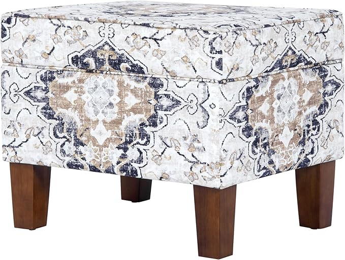 Home Decor | Dinah Collection Modern Storage Ottoman | Ottoman with Storage for Living Room & Bedroom(Antiqued Ebony Cream)-DeskLoop Office