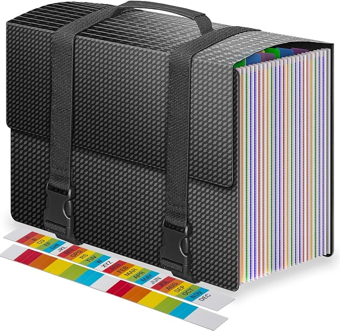 Expanding File Folders, 25 Pockets Accordion File Organizer, Expandable Filing by Vanulee