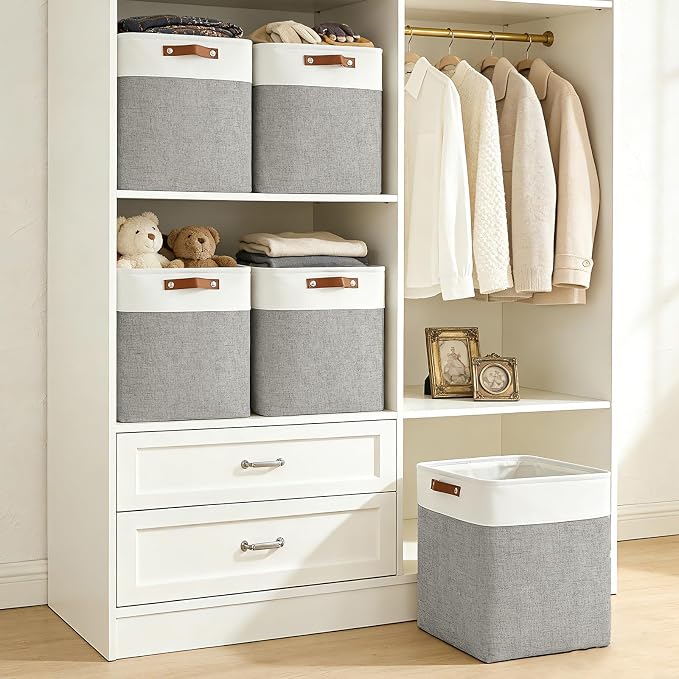Bagnizer Large Fabric Storage Baskets | 50L Storage Bins, Decorative Linen - Image 2