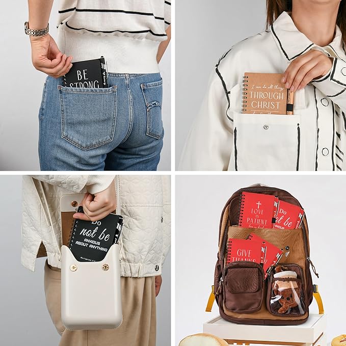 Christian Prayer Journal Spiral Notebooks Bulk with Pens - Small Notepads (4.13”x5.43”) - inspirational Gifts for Women men,Church Members & Bible Study Groups (30 sets multicolor)-DeskLoop Office