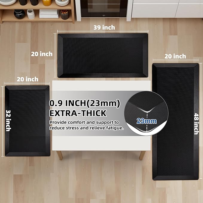 Anti Fatigue Kitchen Mats for Floor, 9/10 Extra Thick Cushioned Standing Desk Mat, Comfort Memory Foam Ergonomic Kitchen Rugs and Mats Non-Slip Waterproof for Office, Kitchen, Sink, 20" x 39"-DeskLoop Office
