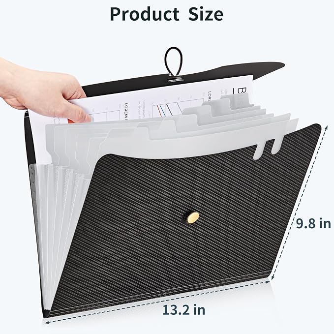 JARLINK 7 Pockets Expanding File Folder, A4 Size Accordion File Folders - Image 2