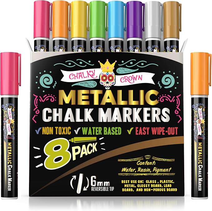 CHALKY CROWN Metallic Liquid Chalk Markers by ChalkyCrown