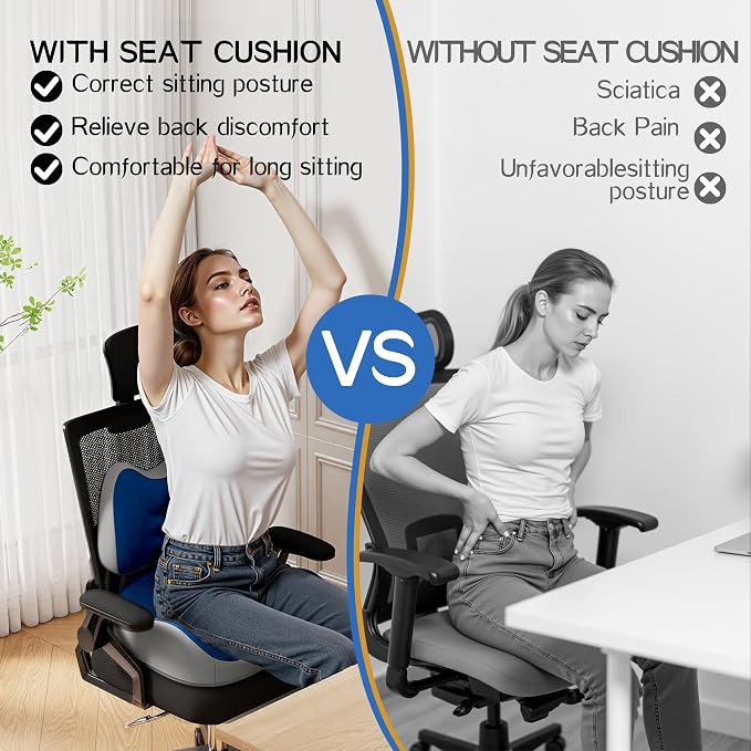 Benazcap Large Memory Foam Seat Cushion Lumbar Support Pillow - Image 4