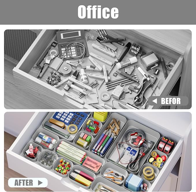 Drawer Organizers Bins 18 PCS for Bathroom Makeup Desk Office | - Image 6