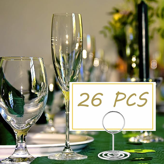 Hoewina 26Pcs Place Card Holder, Table Number Holders, Wire Picture Holder - Image 6