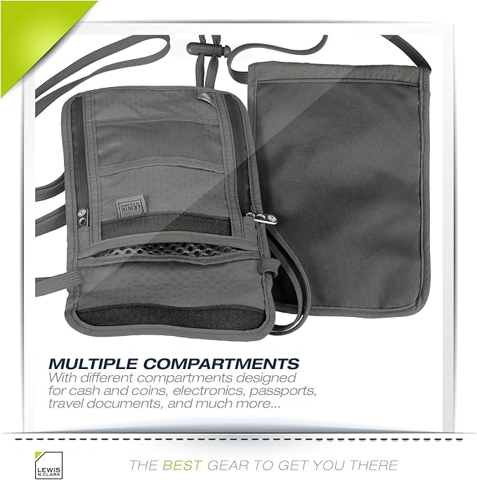Lewis N. Clark RFID Blocking Stash Neck Wallet, Travel Pouch + Passport Holder - Image 5