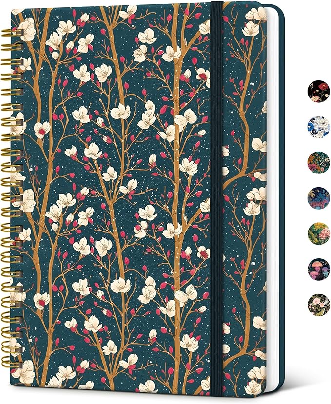 Taja Spiral Journal Notebook for Women, Pretty Hardcover Lined Notebook for by Taja