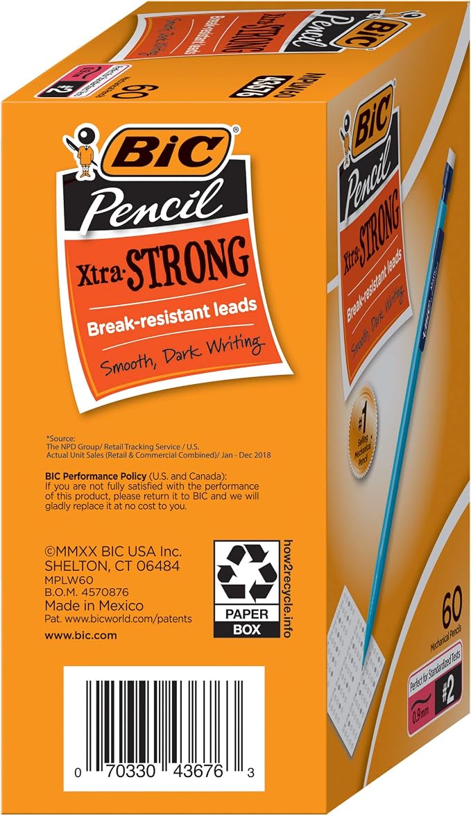 BIC Xtra-Strong Mechanical Pencil, 2 Lead, No Smudge, Colorful Barrel, Thick - Image 2