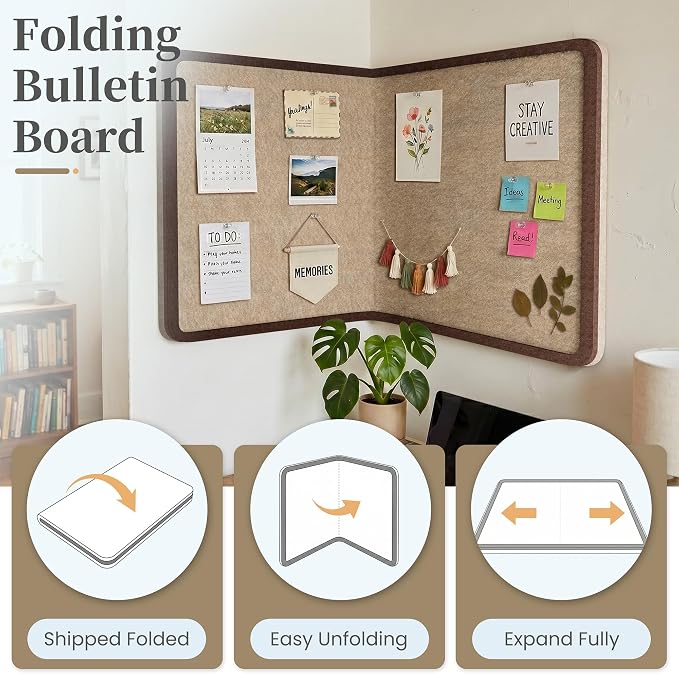 Bulletin Board Decorative Felt Foldable Vision Photo Pin Boards | 36 x 24 - Image 5