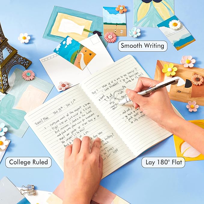 8 Pack Soft Cover Journal Bulk, Feela Notebooks College Ruled for Work, Lined Travel Journal for Women Men, Note Taking Notebook School Supplies Business Writing, 8.2” x 5.5”, A5, Blue-DeskLoop Office